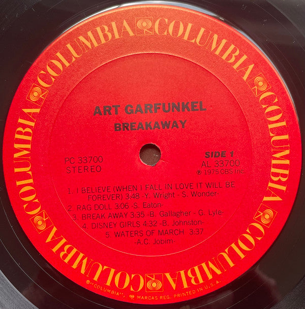 Art Garfunkel : Breakaway (LP, Album, Pit)