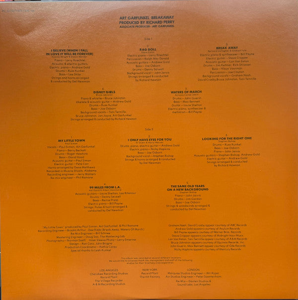 Art Garfunkel : Breakaway (LP, Album, Pit)