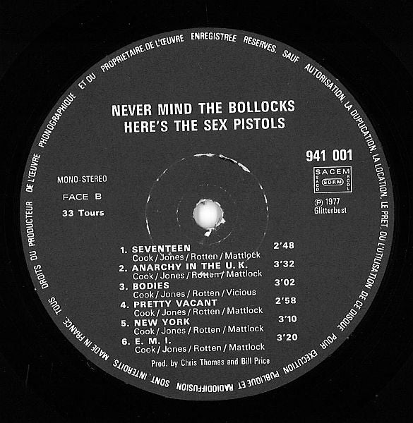Sex Pistols : Never Mind The Bollocks Here's The Sex Pistols (LP, Album, RE)