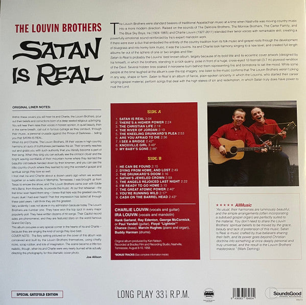The Louvin Brothers : Satan Is Real (LP, Album, RE, Gat)