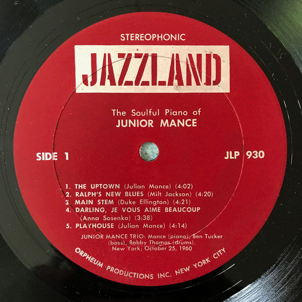 Junior Mance : The Soulful Piano Of Junior Mance (LP, Album, RE)