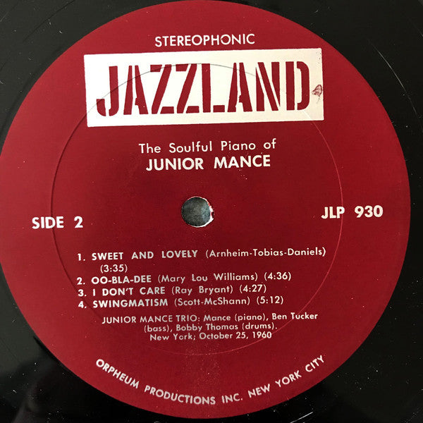 Junior Mance : The Soulful Piano Of Junior Mance (LP, Album, RE)