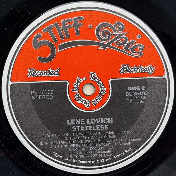 Lene Lovich : Stateless (LP, Album, RE, Car)