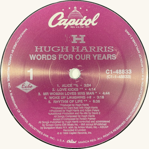 Hugh Harris : Words For Our Years (LP, Album)