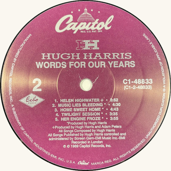 Hugh Harris : Words For Our Years (LP, Album)