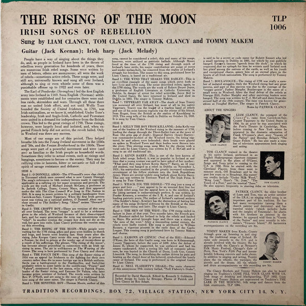 Tommy Makem, Liam Clancy, Patrick Clancy, Tom Clancy* : The Rising Of The Moon (Irish Songs Of Rebellion) (LP, Album, Mono, RP)