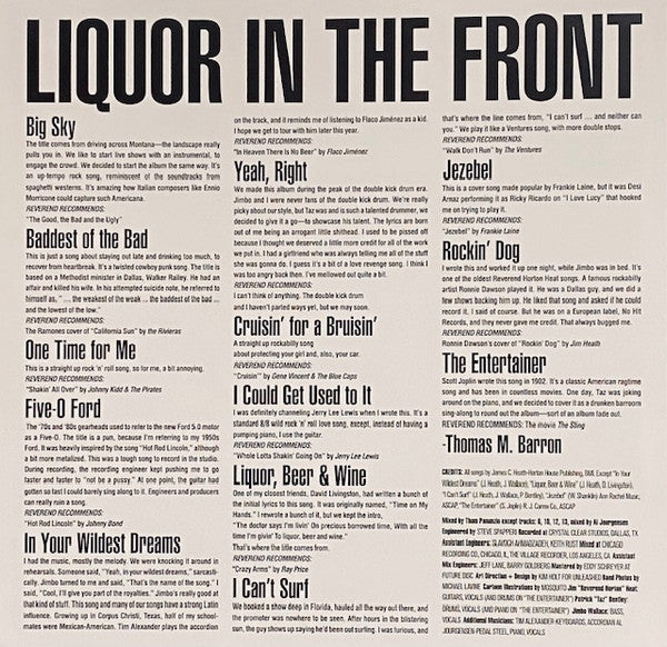 The Reverend Horton Heat* : Liquor In The Front (LP, Album, RE)