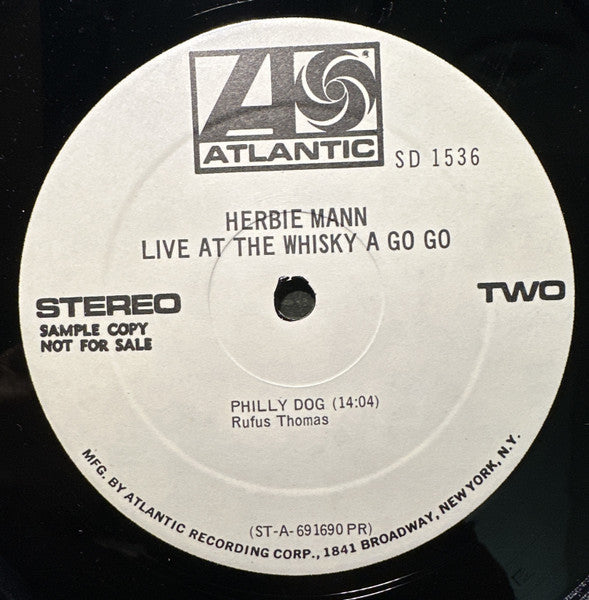 Herbie Mann : Live At The Whisky A Go Go (LP, Album, Promo)