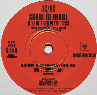 AC/DC : Shoot To Thrill / War Machine (Live At River Plate) (7", RSD, Single)