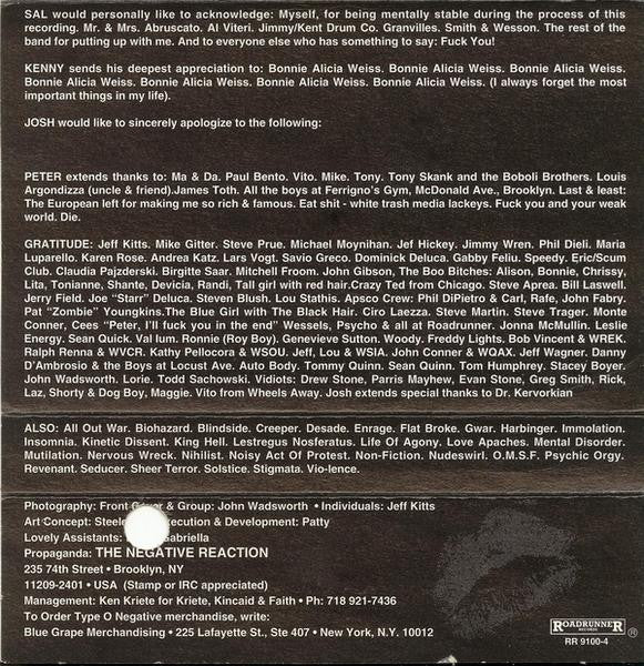 Type O Negative : Bloody Kisses (Cass, Album)