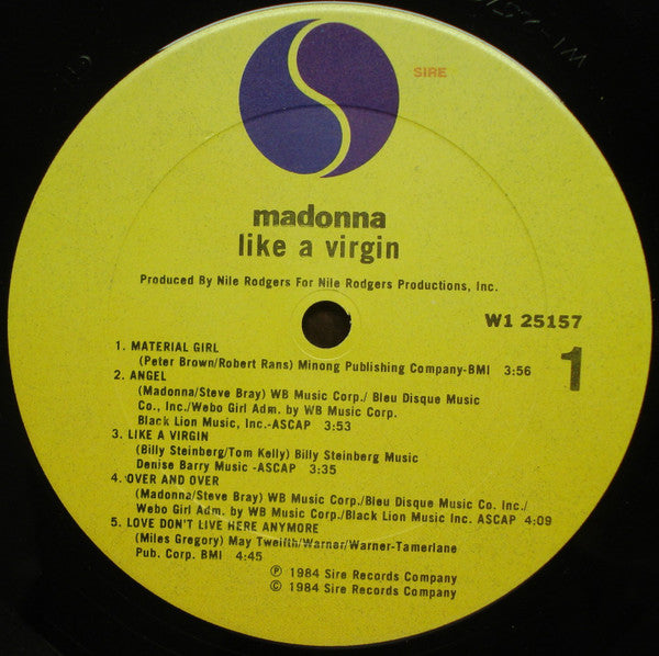 Madonna : Like A Virgin (LP, Album, Club, Car)