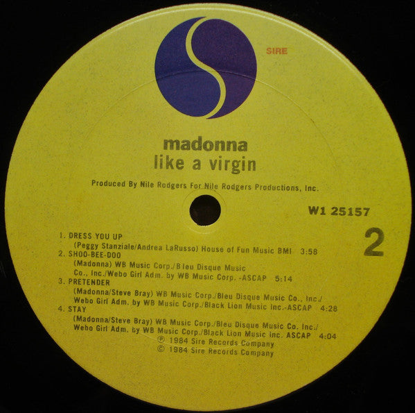 Madonna : Like A Virgin (LP, Album, Club, Car)