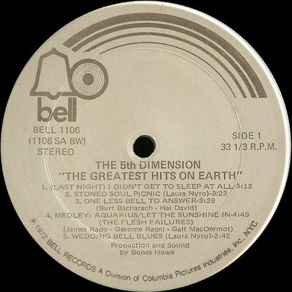 The 5th Dimension* : The Greatest Hits On Earth (LP, Comp, Ter)