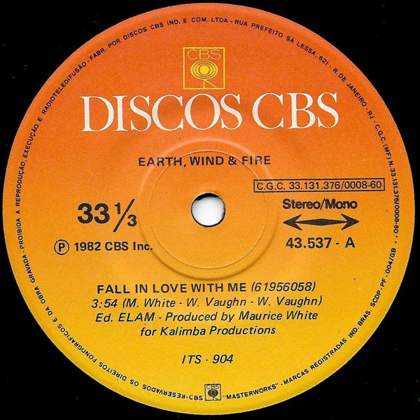 Earth, Wind & Fire : Fall In Love With Me (7", Single)