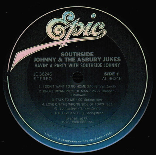 Southside Johnny & The Asbury Jukes : Havin' A Party With Southside Johnny (LP, Comp, Pit)