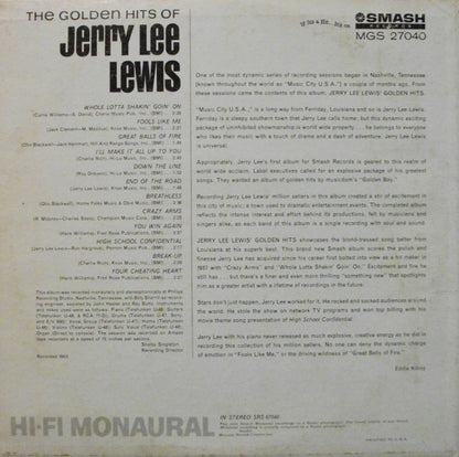 Jerry Lee Lewis : The Golden Hits Of Jerry Lee Lewis (LP, Album, Mono)