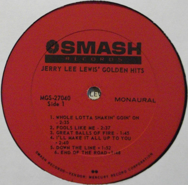 Jerry Lee Lewis : The Golden Hits Of Jerry Lee Lewis (LP, Album, Mono)