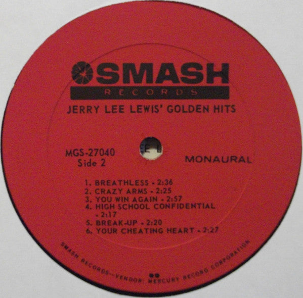 Jerry Lee Lewis : The Golden Hits Of Jerry Lee Lewis (LP, Album, Mono)