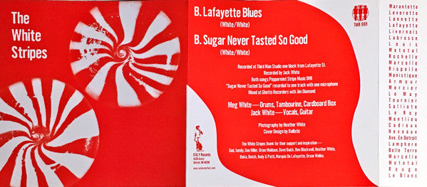 The White Stripes : Lafayette Blues / Sugar Never Tasted So Good (7", Single, RE)