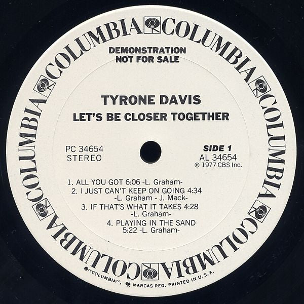 Tyrone Davis : Let's Be Closer Together (LP, Album, Promo)