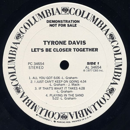 Tyrone Davis : Let's Be Closer Together (LP, Album, Promo)