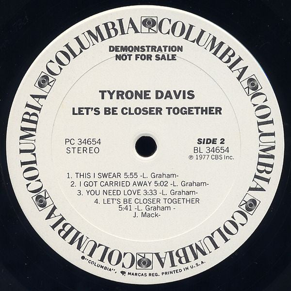Tyrone Davis : Let's Be Closer Together (LP, Album, Promo)