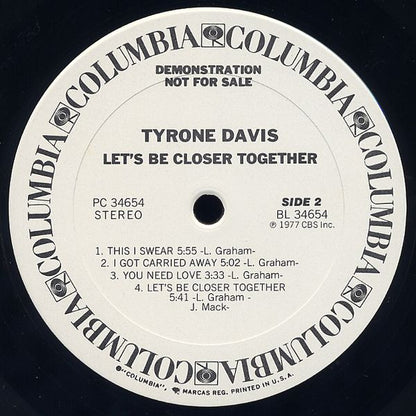 Tyrone Davis : Let's Be Closer Together (LP, Album, Promo)
