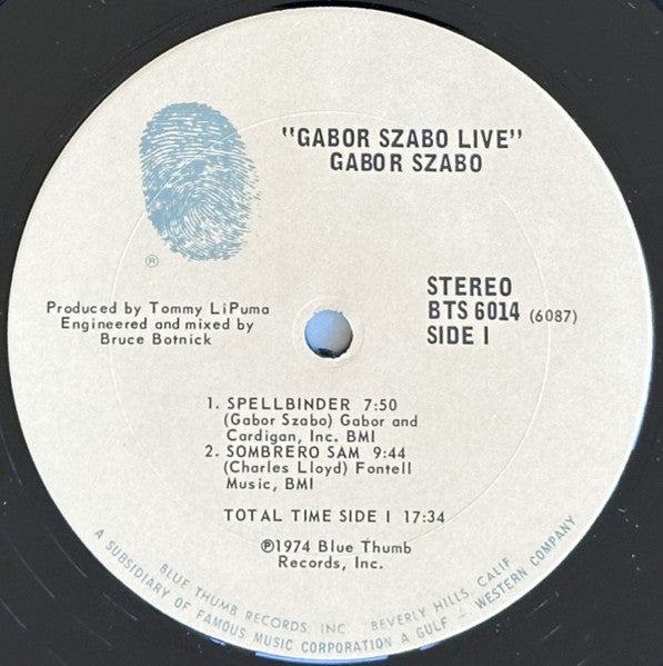 Gabor Szabo Live With Charles Lloyd : Gabor Szabo Live With Charles Lloyd (Featuring Spellbinder) (LP, Album, Pit)