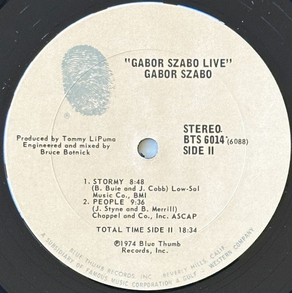 Gabor Szabo Live With Charles Lloyd : Gabor Szabo Live With Charles Lloyd (Featuring Spellbinder) (LP, Album, Pit)