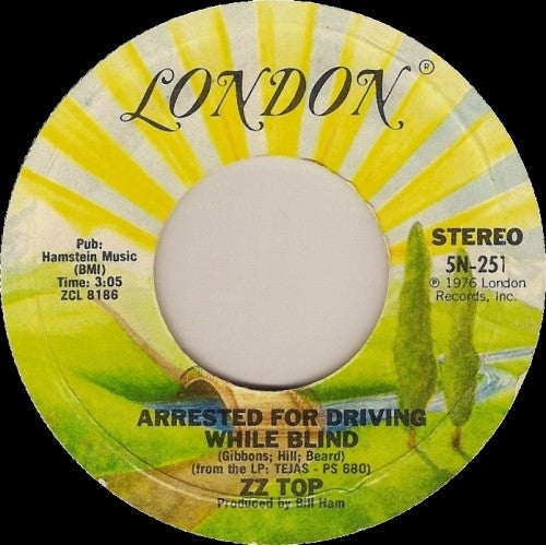 ZZ Top : Arrested For Driving While Blind (7", Single)