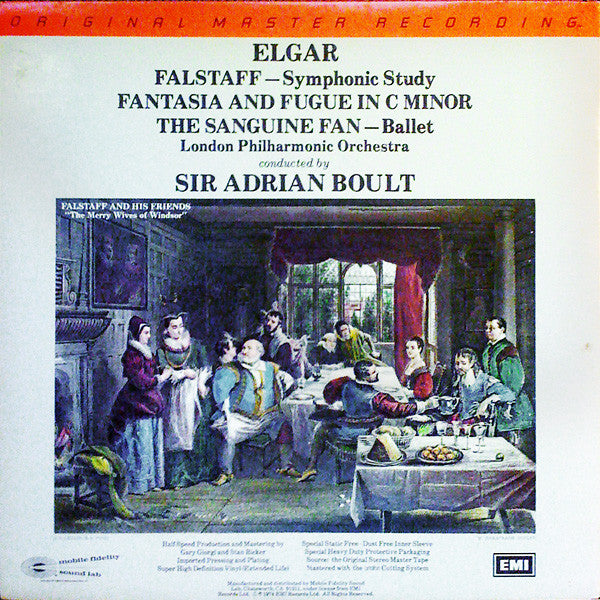 Sir Adrian Boult, London Philharmonic Orchestra, Elgar* : Falstaff - Symphonic Study / The Sanguine Fan - Ballet / Fantasia And Fugue In C Minor (2xLP, Album, ½-S)