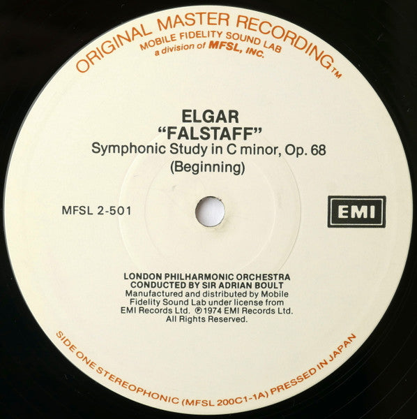 Sir Adrian Boult, London Philharmonic Orchestra, Elgar* : Falstaff - Symphonic Study / The Sanguine Fan - Ballet / Fantasia And Fugue In C Minor (2xLP, Album, ½-S)