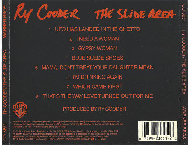 Ry Cooder : The Slide Area (CD, Album, Spe)