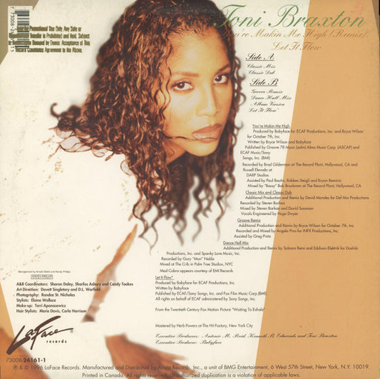 Toni Braxton : You're Makin Me High (Remix) / Let It Flow (12")