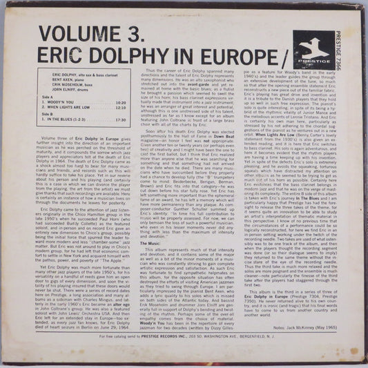 Eric Dolphy : In Europe / Volume 3. (LP, Album, RE)