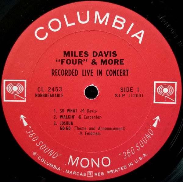 Miles Davis : 'Four' & More (Recorded Live In Concert) (LP, Album, Mono)