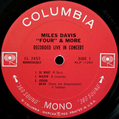 Miles Davis : 'Four' & More (Recorded Live In Concert) (LP, Album, Mono)