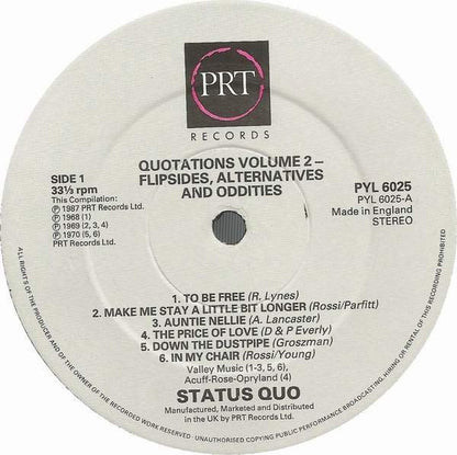Status Quo : "Quotations" Volume 2 (Flipsides, Alternatives And Oddities) (LP, Comp)
