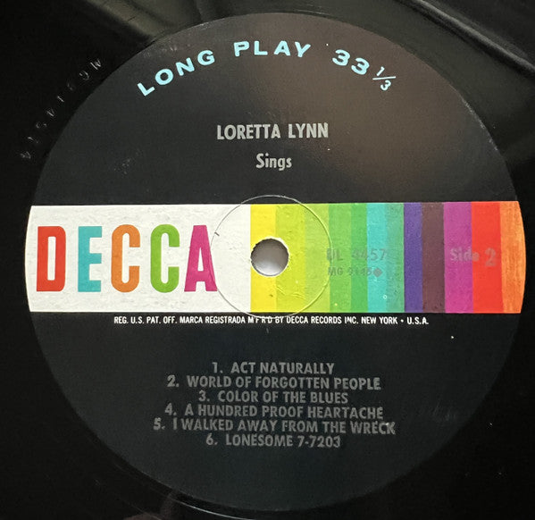 Loretta Lynn : Loretta Lynn Sings (LP, Album, Mono, Pin)