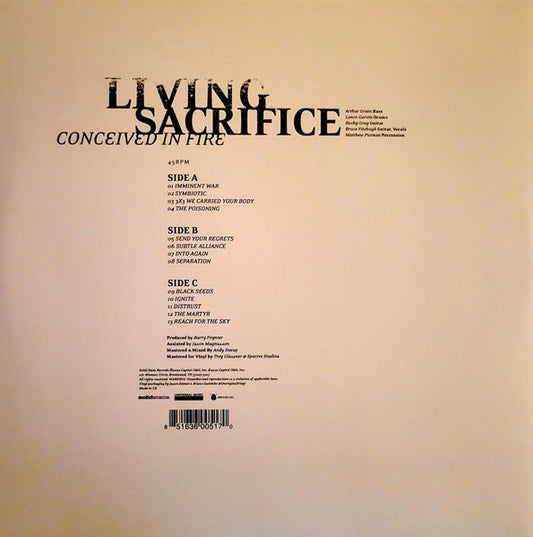 Living Sacrifice : Conceived In Fire (12" + 12", S/Sided, Etch + Album, RE, RM, Blu)