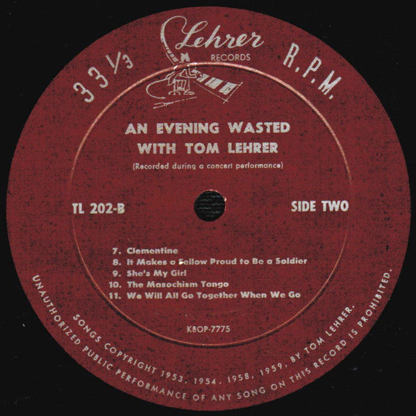 Tom Lehrer : An Evening Wasted With Tom Lehrer (LP, Album, Mono, Roc)