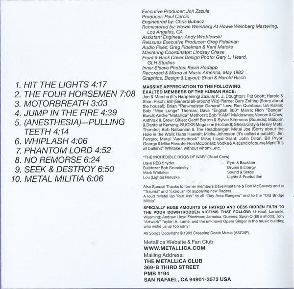 Metallica : Kill 'Em All (CD, Album, RE, RM, RP)