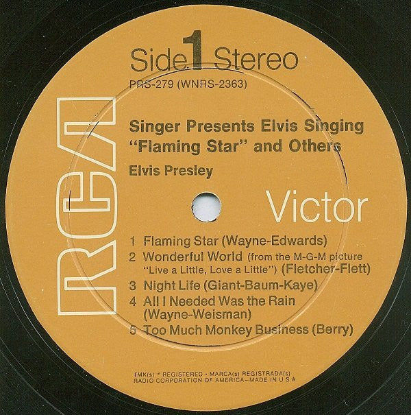 Elvis Presley : Singer Presents Elvis Singing "Flaming Star" And Others (LP, Comp, Roc)
