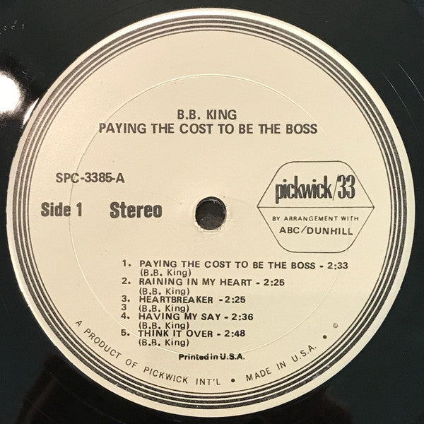 B.B. King : Paying The Cost To Be The Boss (LP, Comp)