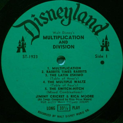 Jiminy Cricket And Rica Moore : Walt Disney's Multiplication And Division (LP, Album, RP)