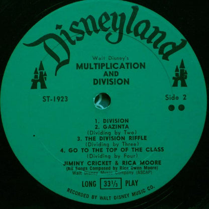 Jiminy Cricket And Rica Moore : Walt Disney's Multiplication And Division (LP, Album, RP)