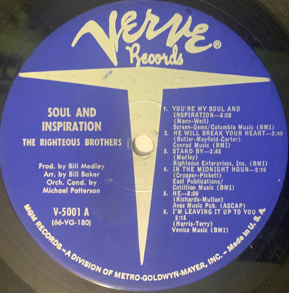 The Righteous Brothers : Soul & Inspiration (LP, Album, Mono)