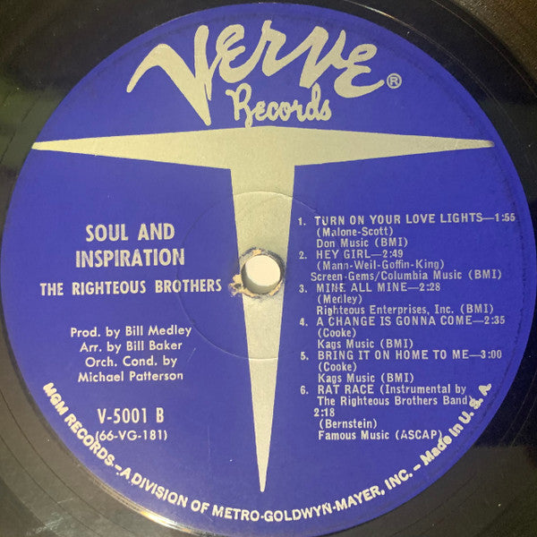 The Righteous Brothers : Soul & Inspiration (LP, Album, Mono)