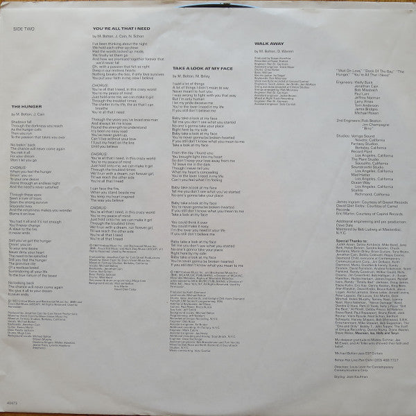 Michael Bolton : The Hunger (LP, Album, Car)