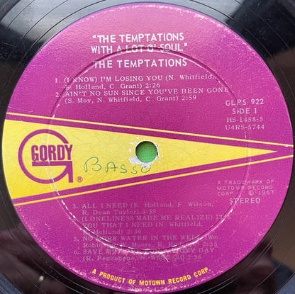 The Temptations : With A Lot O' Soul (LP, Album, RP, Roc)